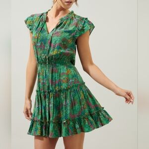 Sugarlips Green and Red Ruffled Tiered Mini Dress, Perfect Fun SPRING Dress